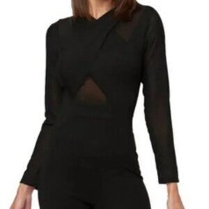 Bebe Black Mesh Peekaboo Jumpsuit